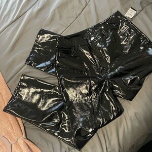 NEW! INC Black faux leather women’s straight leg pants - size 10